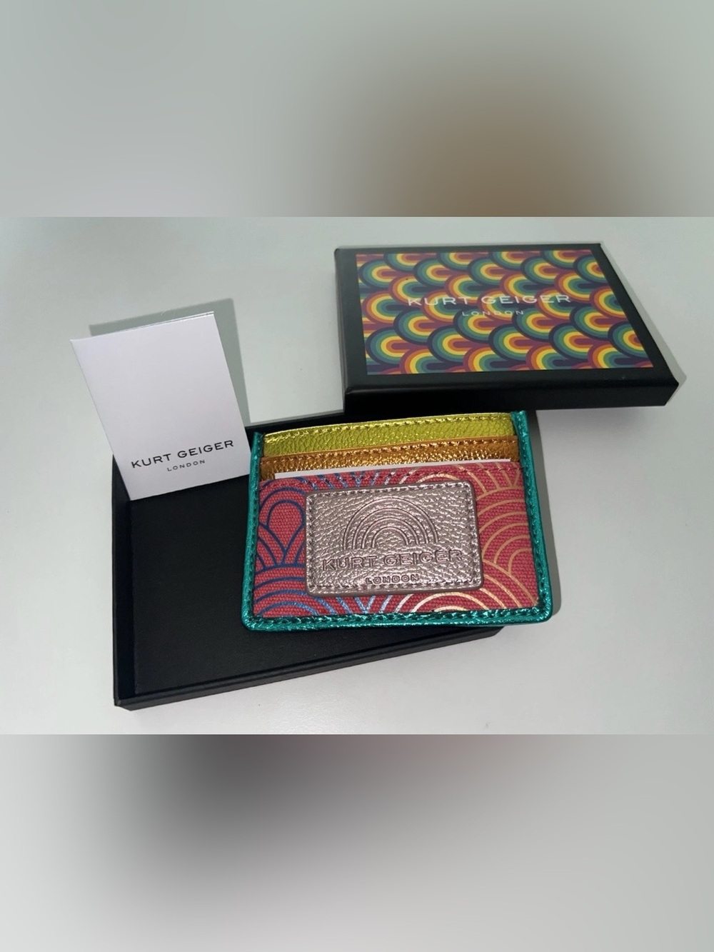 Kurt Geiger London Rainbow Metallic Southbank Card Holder Wallet NWT NIB